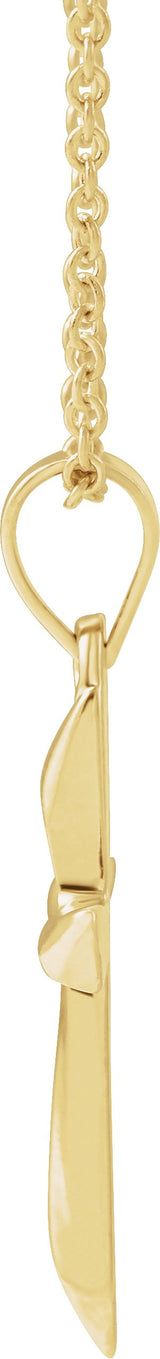 14K Gold Hollow Cross Necklace or Pendant - Yellow Gold - view 2