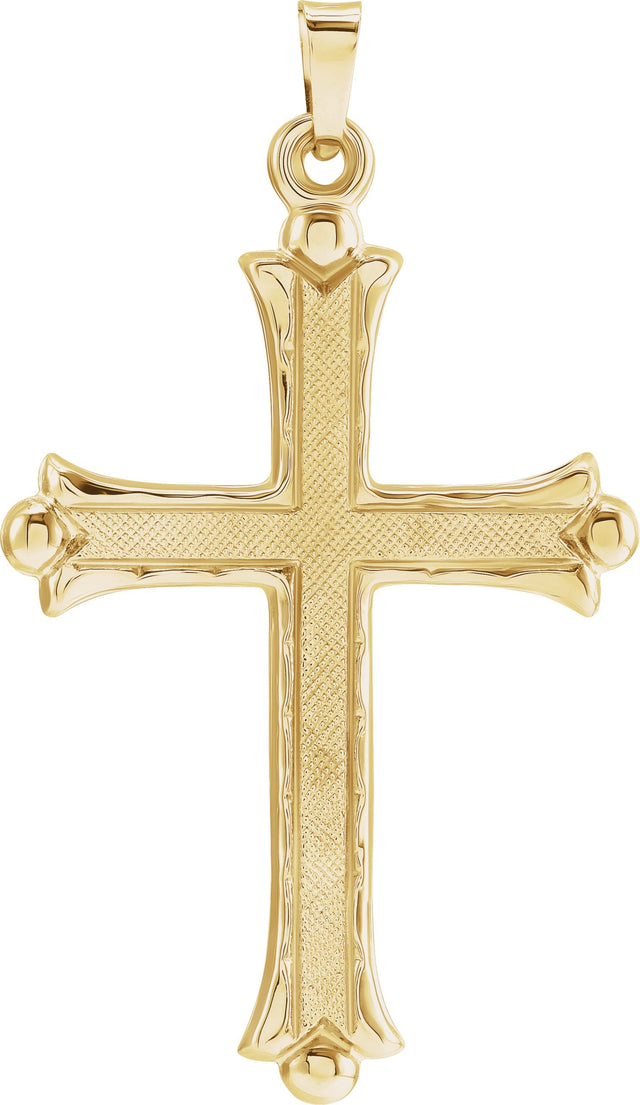 14K Gold Hollow Cross Pendant – 20x14.5mm - view 4