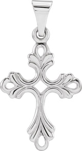 14K Gold Cross Pendant – 19.5x15mm - White Gold