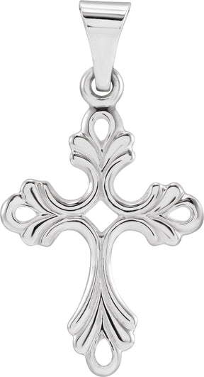 14K Gold Cross Pendant – 19.5x15mm - White Gold
