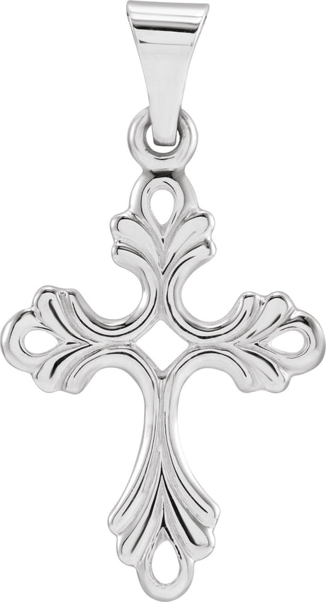 14K Gold Cross Pendant – 19.5x15mm - White Gold