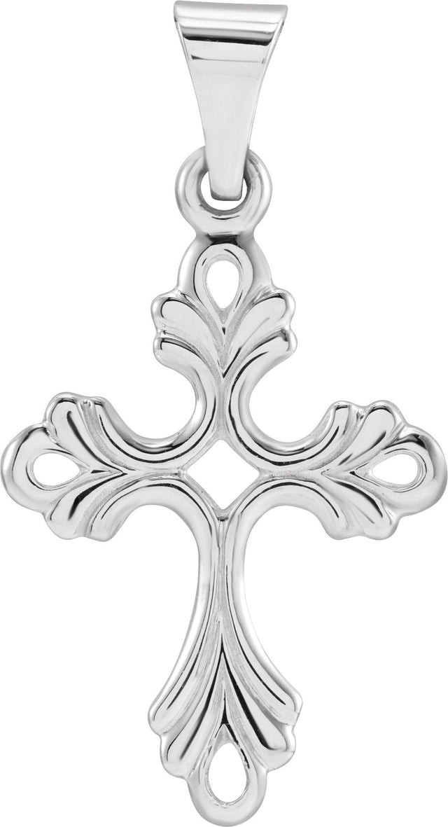 14K Gold Cross Pendant – 19.5x15mm - White Gold