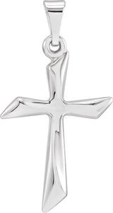 14K Gold Hollow Cross Necklace or Pendant - White Gold