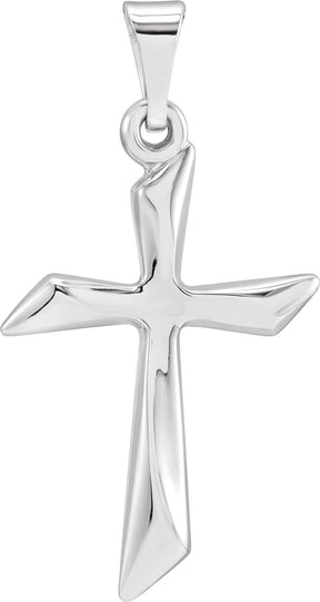 14K Gold Hollow Cross Necklace or Pendant - White Gold