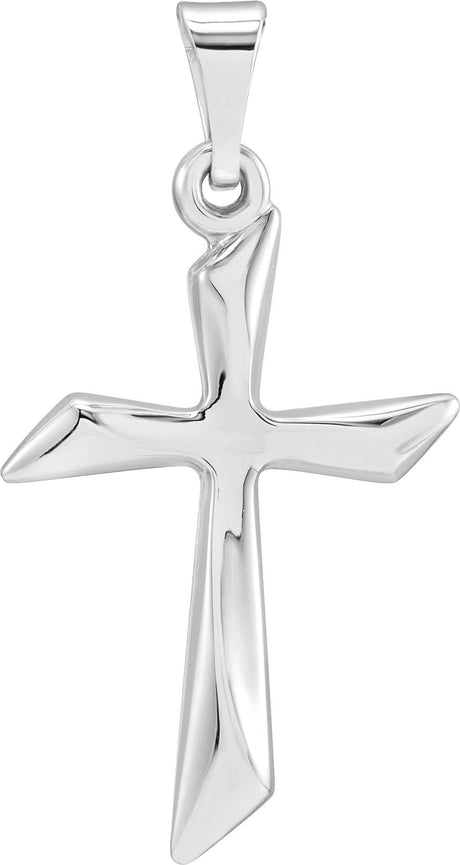 14K Gold Hollow Cross Necklace or Pendant - White Gold