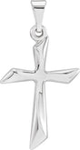 14K Gold Hollow Cross Necklace or Pendant - White Gold
