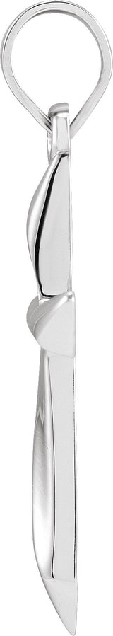 14K Gold Hollow Cross Necklace or Pendant - White Gold - view 2