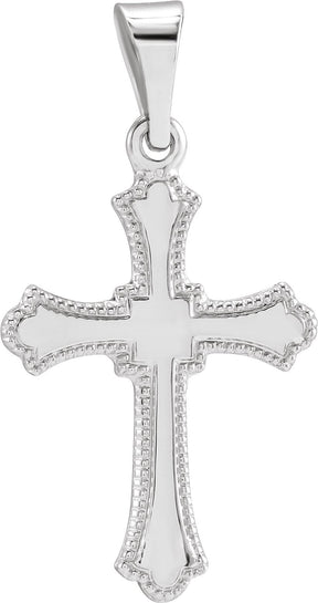 14K Gold Cross Pendant – 15x11mm - White Gold