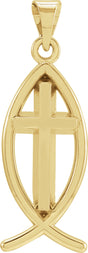 10K Gold Ichthus with Cross Pendant