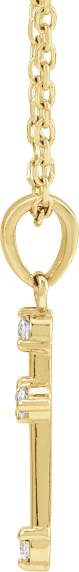 14K Gold Round Natural Diamond Cross Necklace or Pendant – up to 0.07 CTW - Yellow Gold - view 4