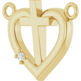 14K Gold Round Natural Diamond Heart & Cross Necklace – up to 0.0025 CTW - Yellow Gold - view 8