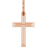 14K Gold Cross Necklace or Pendant – 18x9mm - Rose Gold