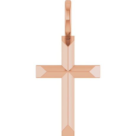 14K Gold Cross Necklace or Pendant – 18x9mm - Rose Gold
