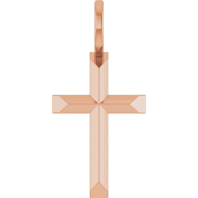 14K Gold Cross Necklace or Pendant – 18x9mm - Rose Gold