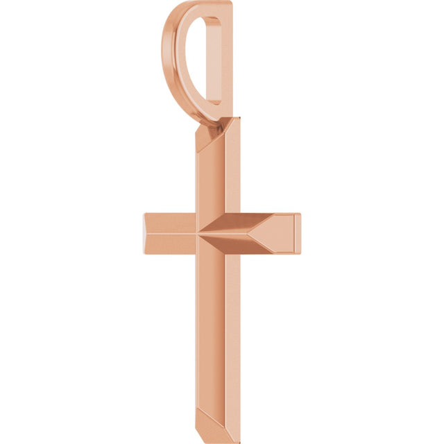 14K Gold Cross Necklace or Pendant – 18x9mm - Rose Gold - view 2