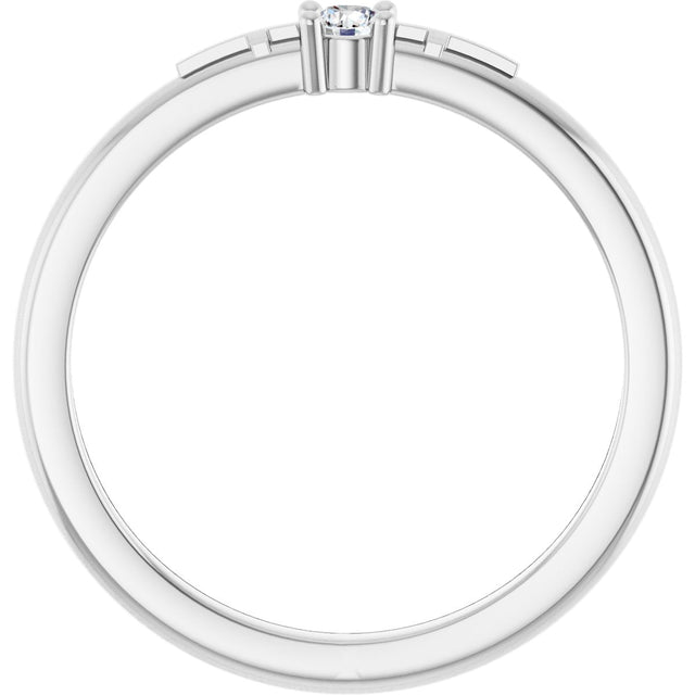 14K Gold Round Natural Diamond Cross Promise Ring - White Gold - view 7