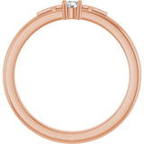 14K Gold Round Natural Diamond Cross Promise Ring - Rose Gold - view 7