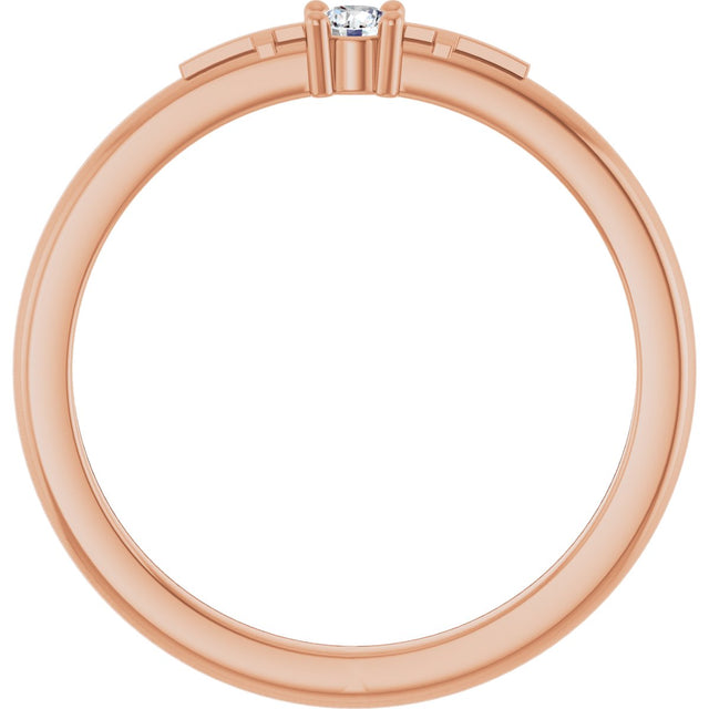 14K Gold Round Natural Diamond Cross Promise Ring - Rose Gold - view 7