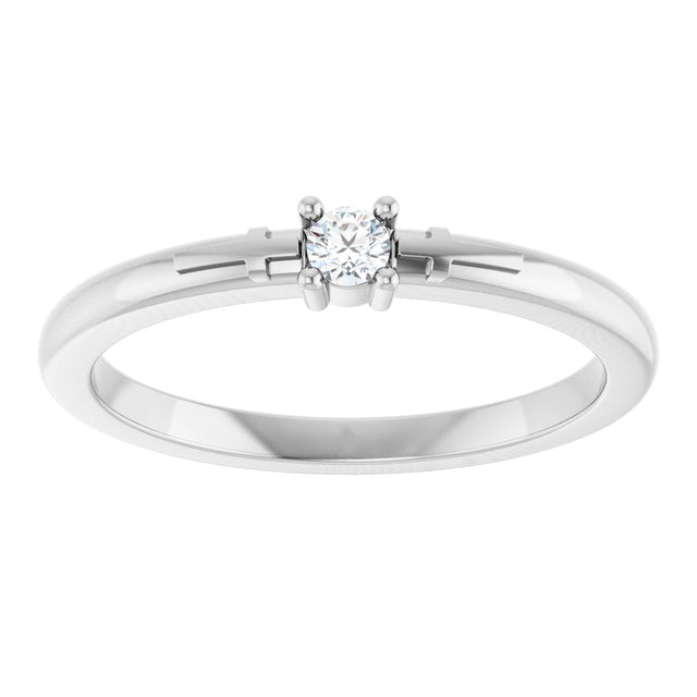 Platinum Round Natural Diamond Cross Promise Ring - view 8