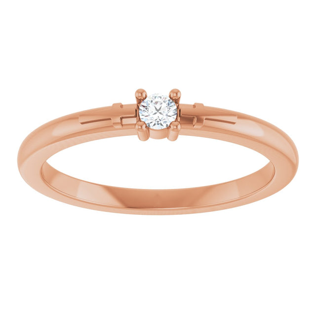 14K Gold Round Natural Diamond Cross Promise Ring - Rose Gold - view 8