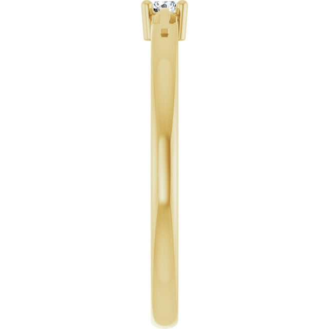 14K Gold Round Natural Diamond Cross Promise Ring - Yellow Gold - view 9