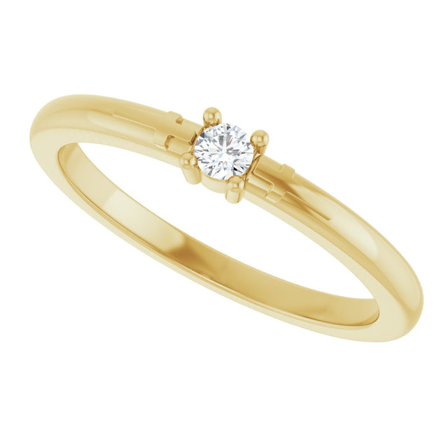 14K Gold Round Natural Diamond Cross Promise Ring - Yellow Gold - view 10