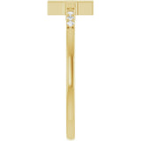 14K Gold Round Natural Diamond Stackable Sideways Cross Ring - Yellow Gold - view 9