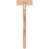 14K Gold Round Natural Diamond Stackable Sideways Cross Ring - Rose Gold - view 9