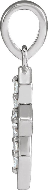 Platinum Round Natural Diamond Petite Cross Necklace or Pendant II - view 4