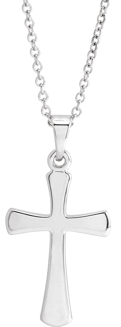 14K Gold Cross Necklace or Pendant – 16.11x8.04mm - White Gold