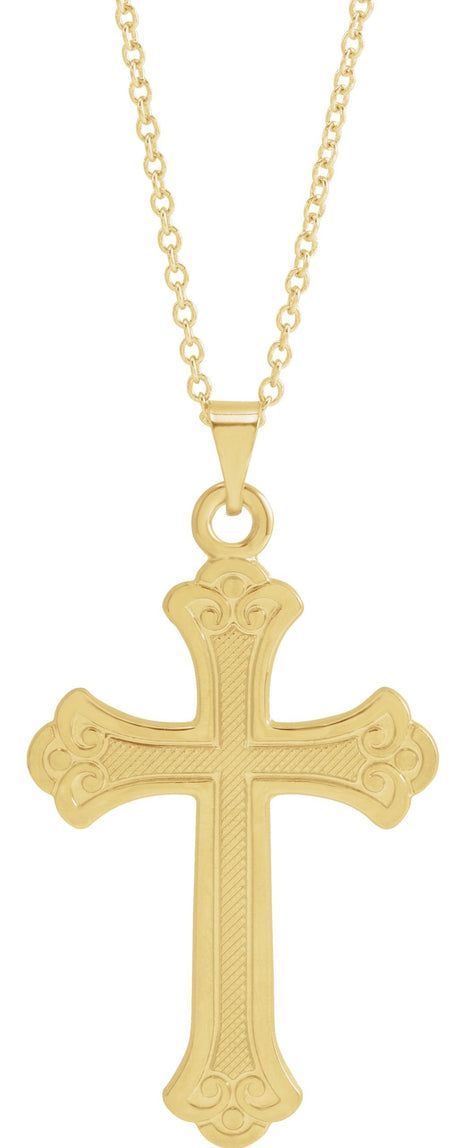 14K Gold Cross Necklace or Pendant – 26x18mm - Yellow Gold
