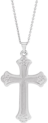 14K Gold Cross Necklace or Pendant – 26x18mm - White Gold