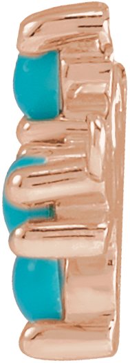14K Gold Round Natural Turquoise Sideways Cross Necklace - Rose Gold - view 6