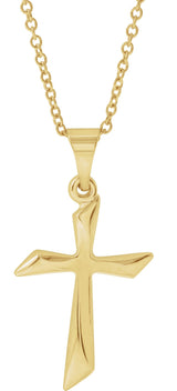 14K Gold Hollow Cross Necklace or Pendant - Yellow Gold