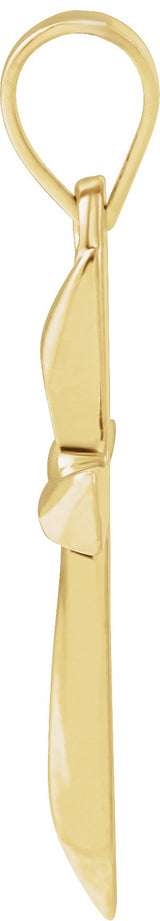 14K Gold Hollow Cross Necklace or Pendant - Yellow Gold - view 2