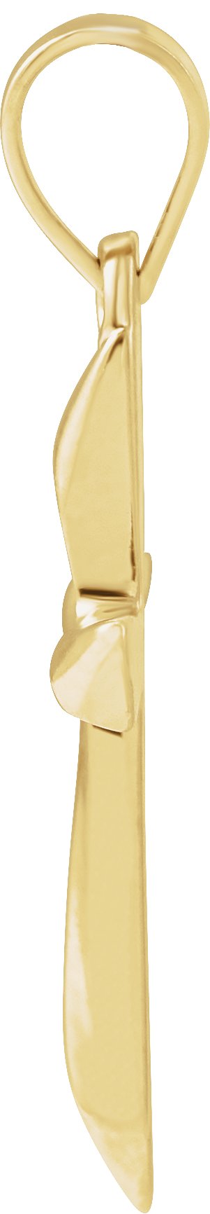 14K Gold Hollow Cross Necklace or Pendant - Yellow Gold - view 2