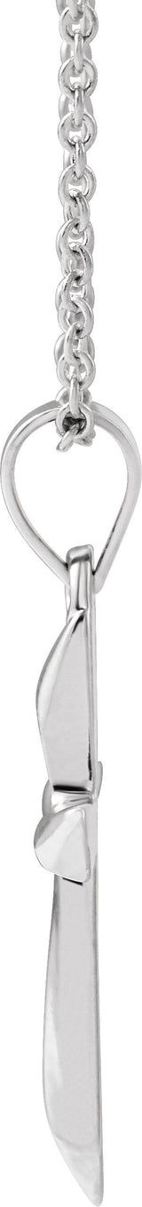 14K Gold Hollow Cross Necklace or Pendant - White Gold - view 2