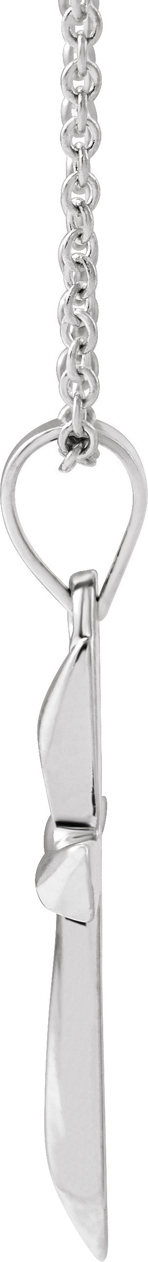 14K Gold Hollow Cross Necklace or Pendant - White Gold - view 2