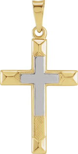 14K Gold Hollow Cross Pendant – 20.5x14mm