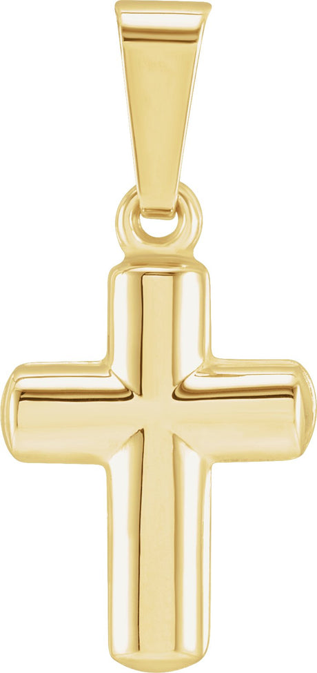 14K Gold Hollow Cross Pendant – 11.5x9mm