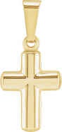 14K Gold Hollow Cross Pendant – 11.5x9mm