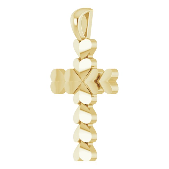 14K Gold Heart Cross Necklace or Pendant - Yellow Gold - view 5
