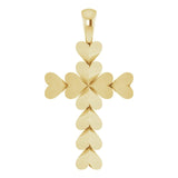 14K Gold Heart Cross Necklace or Pendant - Yellow Gold - view 4
