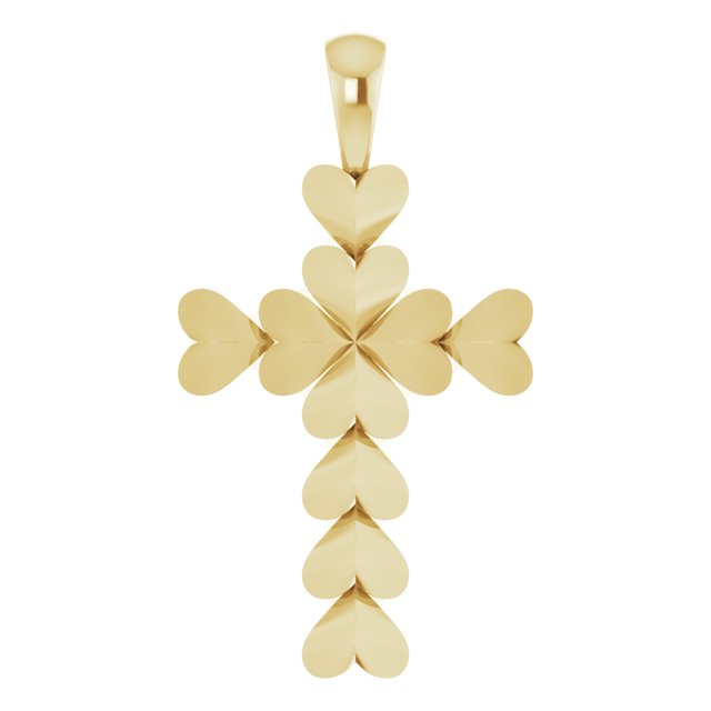 14K Gold Heart Cross Necklace or Pendant - Yellow Gold - view 4