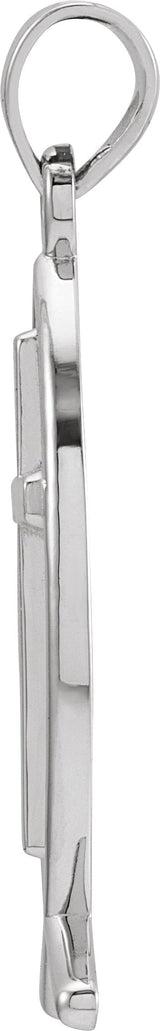 14K Gold Ichthus with Cross Pendant - White Gold - view 2