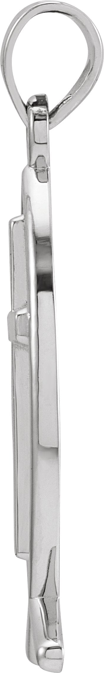 14K Gold Ichthus with Cross Pendant - White Gold - view 2