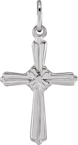 14K Gold Cross Pendant – 14x10.5mm - White Gold