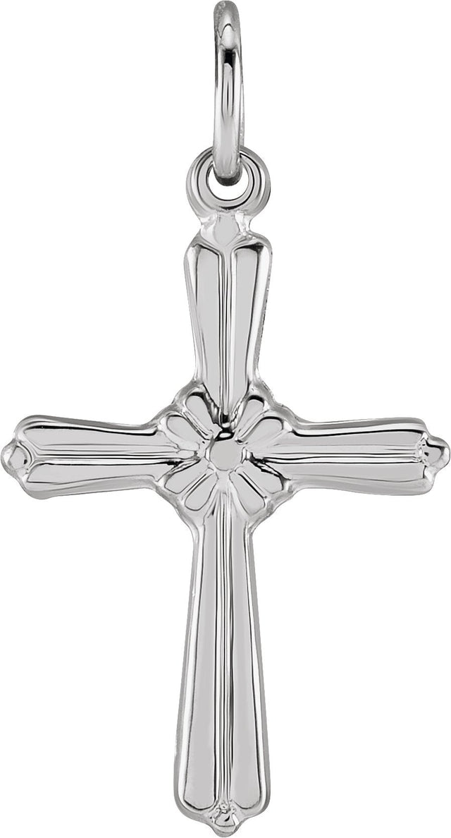 14K Gold Cross Pendant – 14x10.5mm - White Gold