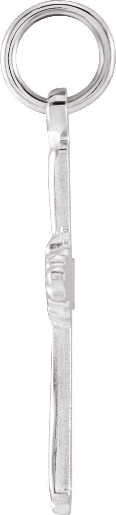 14K Gold Cross Pendant – 14x10.5mm - White Gold - view 2