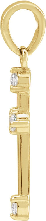14K Gold Round Natural Diamond Cross Necklace or Pendant – up to 0.07 CTW - Yellow Gold - view 4